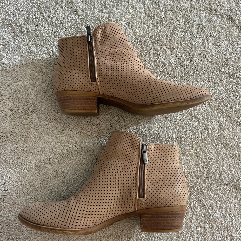Lucky Brand Perforated Brown Ankle Booties